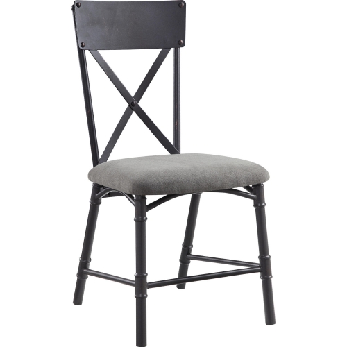 Edina Dining Chair in Gray Fabric & Black Metal (Set of 2)