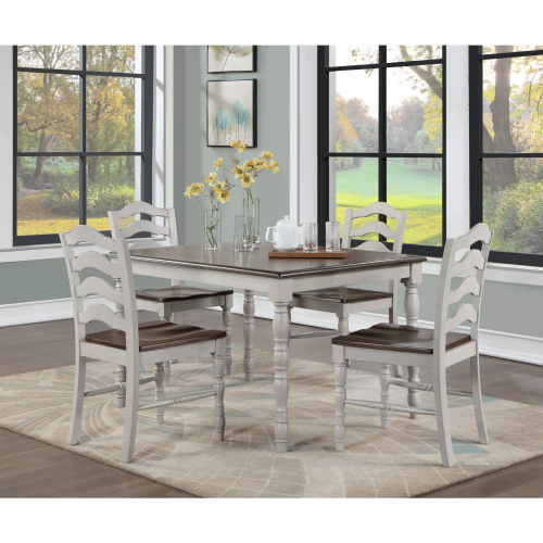 Bettina 5 Piece Dining Set in Gray & Weathered Oak Finish Wood