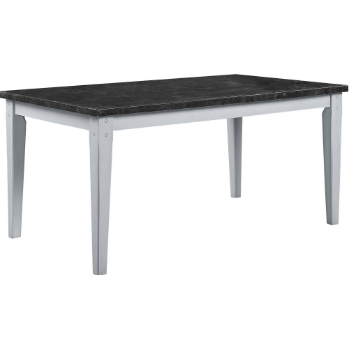 Lanton 64" Dining Table in Dark Marble & Antique White Finish