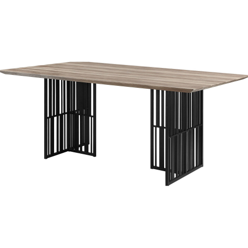 Zudora 72" Dining Table in Antique Oak Finish & Sandy Black Metal