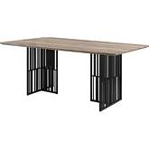 Zudora 72" Dining Table in Antique Oak Finish & Sandy Black Metal