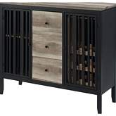 Zudora Server in Antique Oak Finish & Sandy Black Metal