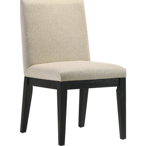 Froja Dining Chair in Beige Fabric & Black (Set of 2)