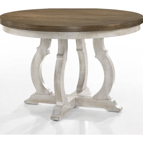 Cillin 47" Round Dining Table in Vintage Walnut & Antique White Finish Wood