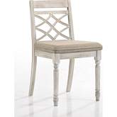 Cillin Dining Chair in Antique White Finish Wood & Fabric (Set of 2)