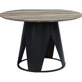 Zudora 47" Round Dining Table in Antique Oak Finish & Black Metal