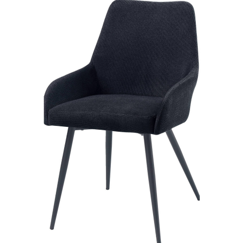 Zudora Dining Chair in Black Linen & Metal (Set of 2)