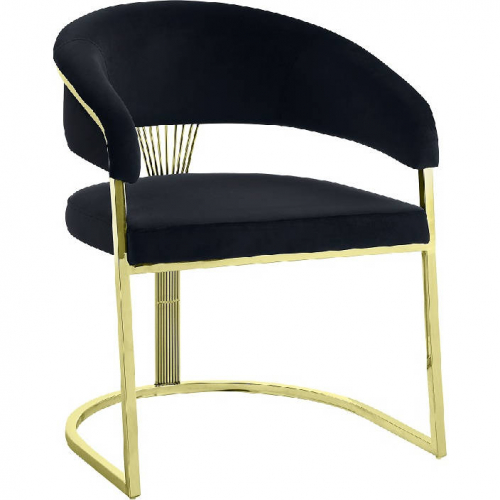 Fallon Dining Chair in Black Velvet & Gold Steel