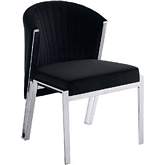 Fallon Dining Chair in Black Velvet & Mirrored Sliver Steel (Set of 2)