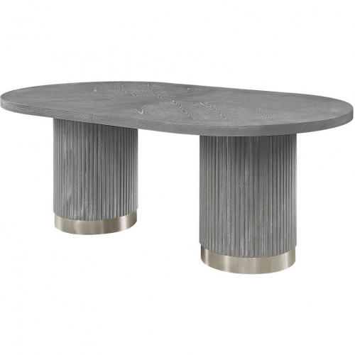 Adalynn Dining Table in Weathered Gray Oak Finish & Silver