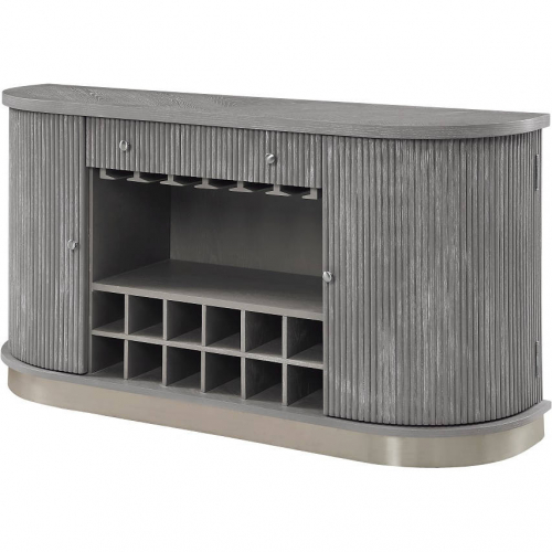 Adalynn Server in Weathered Gray Oak Finish & Silver