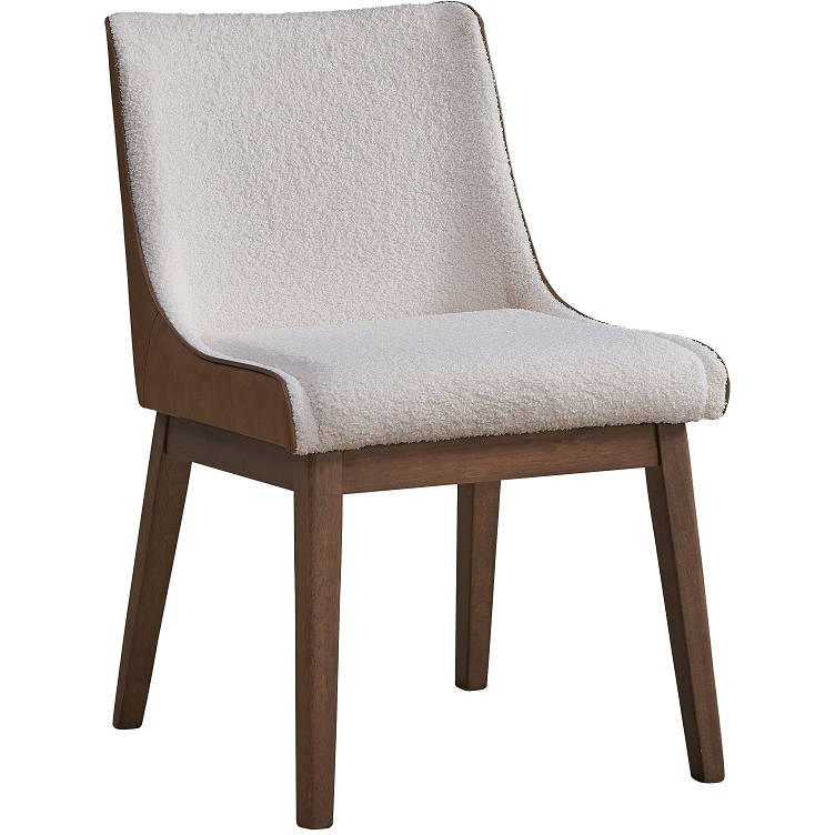 Acme DN02308 Ginny Dining Chair in Walnut Finish & Neutral Boucle ...