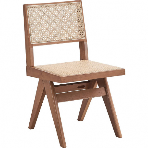 Velentina Dining Chair in Rattan & Light Walnut Finish (Set of 2)