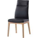 Raquan Dining Chair in Black Leather & Wood (Set of 2)