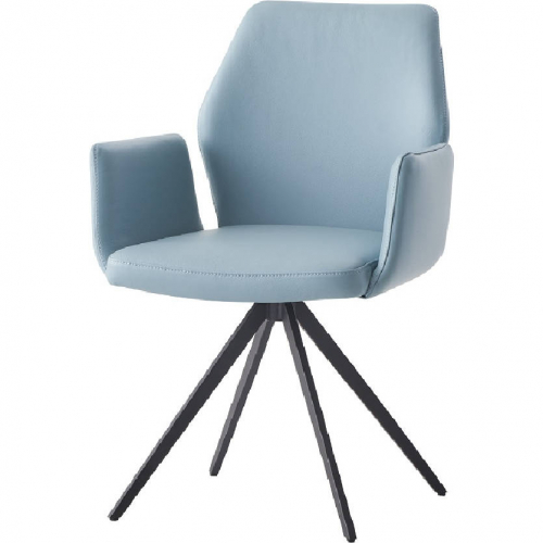 Segismunda Swivel Dining Chair in Light Blue Leather