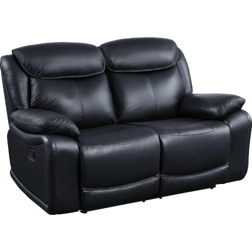 Ralorel Dual Recline Loveseat in Black Top Grain Leather