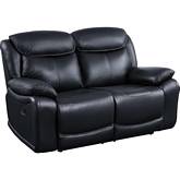 Ralorel Dual Recline Loveseat in Black Top Grain Leather