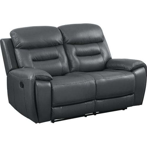 Lamruil Dual Recline Loveseat in Gray Top Grain Leather