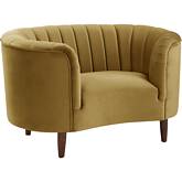 Millephri Accent Chair in Channel Tufted Olive Yellow Velvet