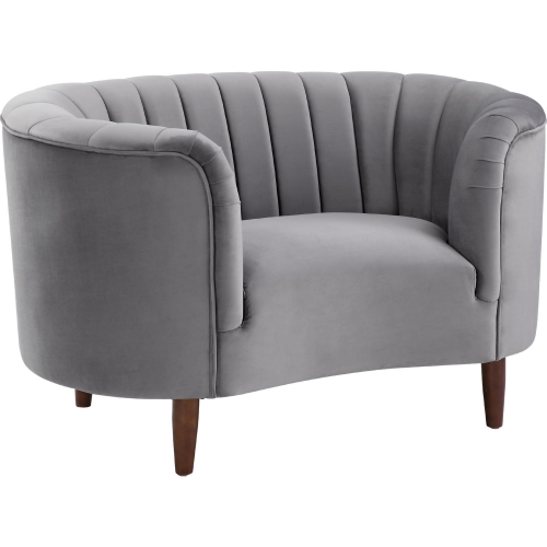 Millephri Accent Chair in Channel Tufted Gray Velvet