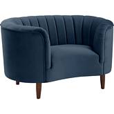 Millephri Accent Chair in Channel Tufted Blue Velvet