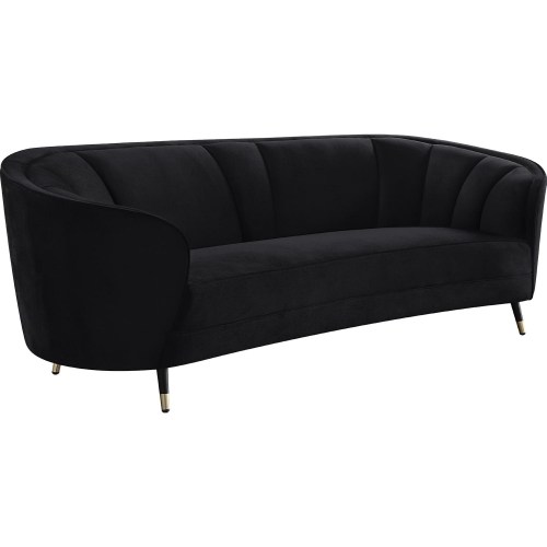 Achim Sofa in Channel Stitched Black Velvet