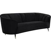 Achim Sofa in Channel Stitched Black Velvet