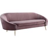 Abey Sofa in Pink Velvet & Metal