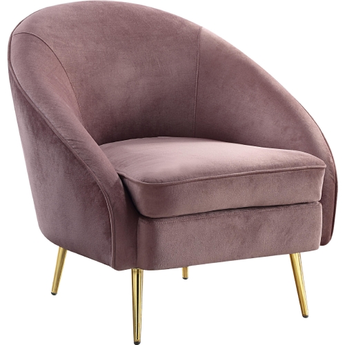 Abey Accent Chair in Pink Velvet & Metal