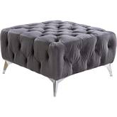 Wugtyx Ottoman in Tufted Dark Gray Velvet