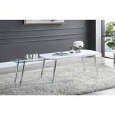 Acme Coffee Table in Gloss White, Tempered Glass & Chrome Metal