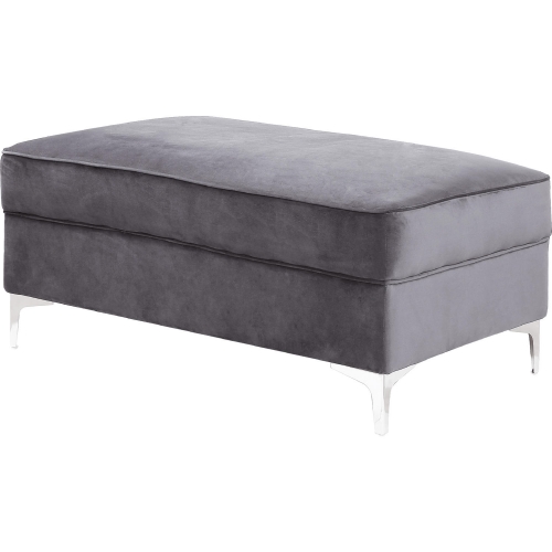 Bovasis Ottoman in Gray Velvet