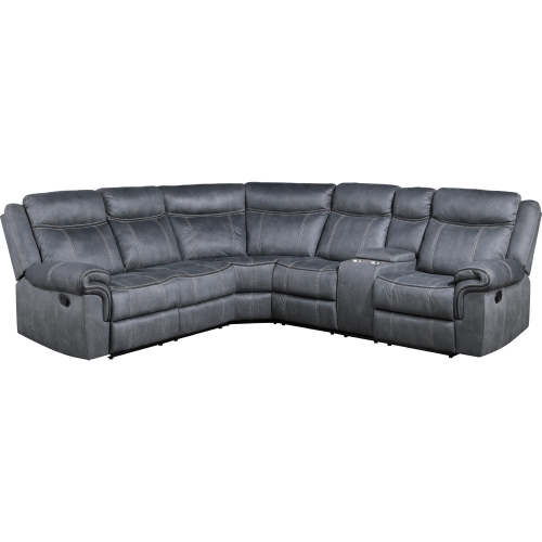 Dollum Dual Recliner Sectional Sofa in 2 Tone Gray Velvet