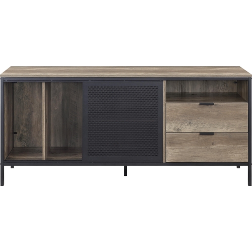 Nantan 63" TV Stand in Rustic Oak & Black Metal