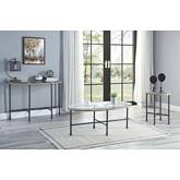 Brantley Coffee Table in Tempered Glass & Sandy Gray Metal