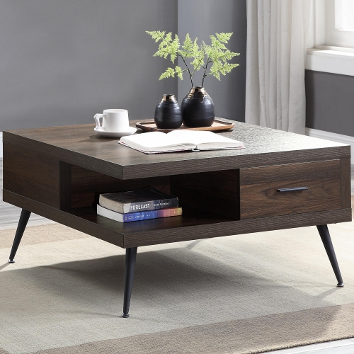 Harel Square Coffee Table in Walnut Finish