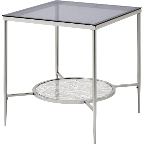 Adelrik End Table in Tempered Glass & Chrome Finish