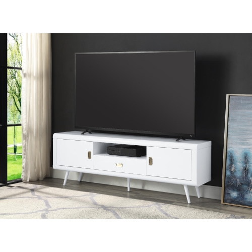 Pagan 63" TV Stand in White High Gloss Finish