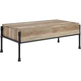 Brantley Lift Top Coffee Table in Oak Finish & Sandy Black Metal