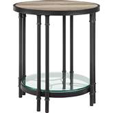 Brantley End Table in Oak Finish & Sandy Black Metal