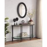 Brantley Sofa Table in Oak Finish & Sandy Black Metal