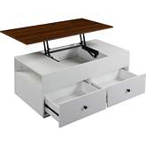 Aafje Lift Top Coffee Table in White & Walnut Finish