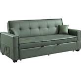 Octavio Sofa w/ Trundle in Tufted Green Velvet