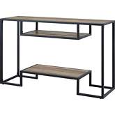 Idella Sofa Table in Rustic Oak & Black Finish