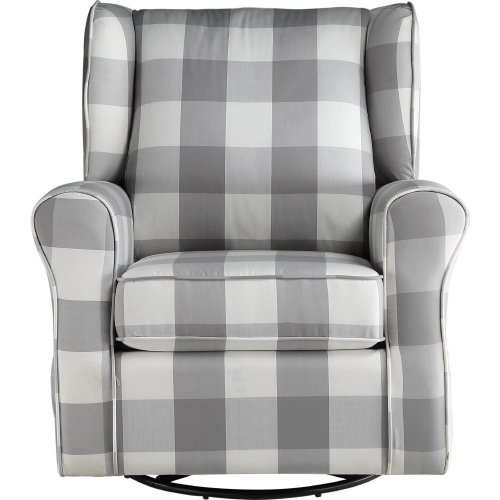 Patli Swivel Glider Chair in Gray Check Fabric