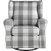 Patli Swivel Glider Chair in Gray Check Fabric