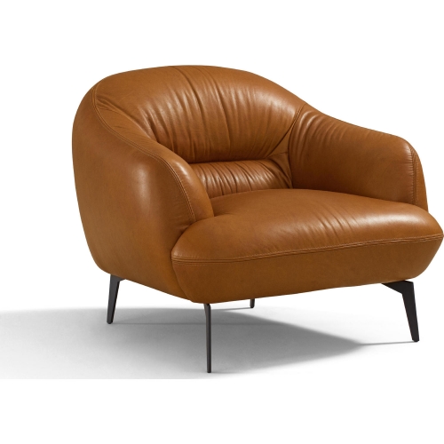 Leonia Accent Chair in Cognac Brown Leather & Metal