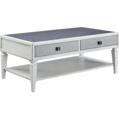 Katia Coffee Table in Gray Stone & Weathered White Wood