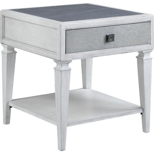 Katia End Table in Gray Stone & Weathered White Wood