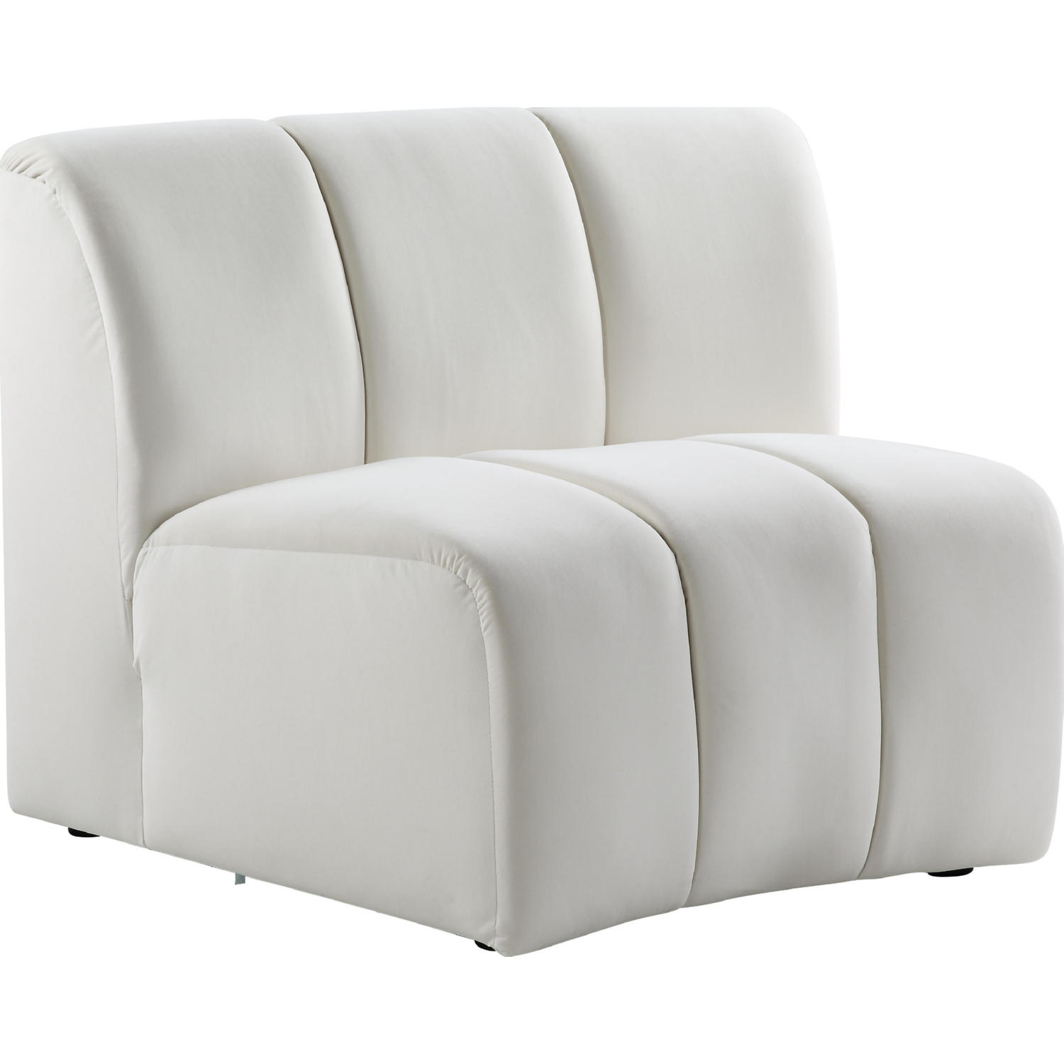 Acme LV01067 Felicia Modular Armless Chair in Channel Tufted Beige Velvet